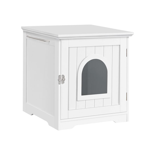 Yaheetech - Enclosed Litter Box Decorative Cat House Cat Washroom Pet Side Table Indoor Pet Crate Cat Litter Box Enclosures White - White