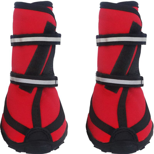 Waterproof Protective Dog Boots, Non-Slip Dog Laces Velcro Reflective Strips Warm Dog Shoes Heavy Duty Red xl