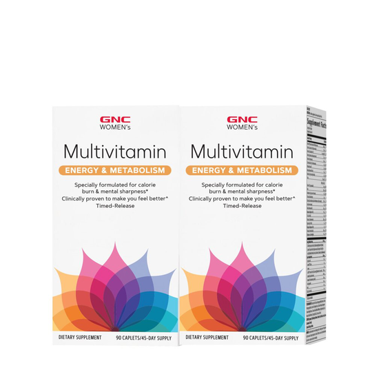 GNC Women's Ultra Mega Energy & Metabolism Multivitamin, 180 Caplets (2 Bottles of 90)