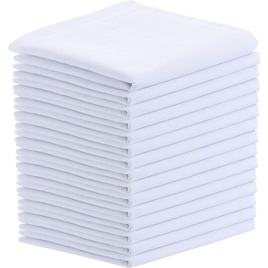 Briday - Men's Handkerchiefs Soft Cotton Classic White Pocket Square Hankies