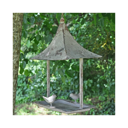 Rectangular Bird Feeder In Patinated Iron Tray Bird Feeder