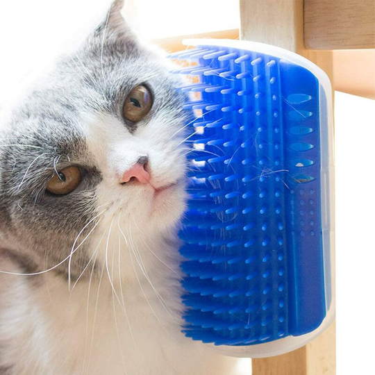 Cat Wall Brush Pet Massage Hair Removal Brush Cat Kitten Corner Comb Shedding Trimming Self Grooming PS021 (Blue)