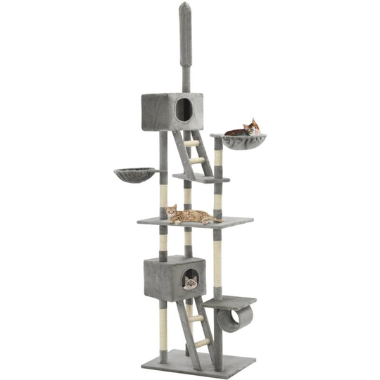 Cat Tree with Sisal Scratching Posts 230-260 cm Grey - Grey