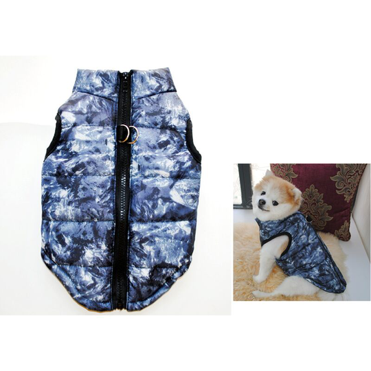 Winter thickened dog clothes dog cotton-padded jacket horse jacket feather cotton jacket pull buckle(M)