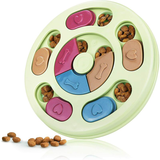 Bearsu - Interactive Puzzle Game Dog Toy, Treat Dispenser for Dogs Training Funny Feeding, abs Colorful Design Slow Feeder to Aid Pets Digestion