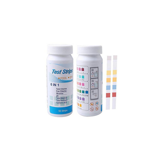 nuoshen 50pcs 6 in 1 Water Test Strips,Pool Spa Hot Tub Test Strip for Chlorine, PH and Alkalinity Testing
