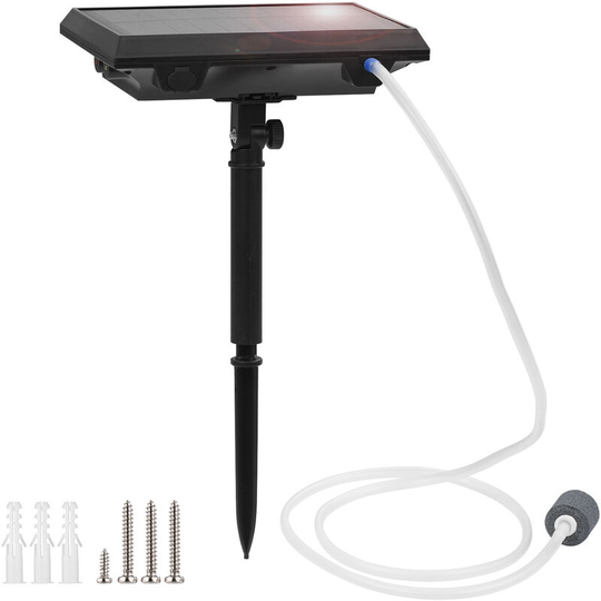 Superseller - 5.5V 1.5W Solar Air Pump Fish Tank Oxygenator with Aquarium Pipe & Air Bubble Stone Outdoor Pond Oxygen Pump Aerator