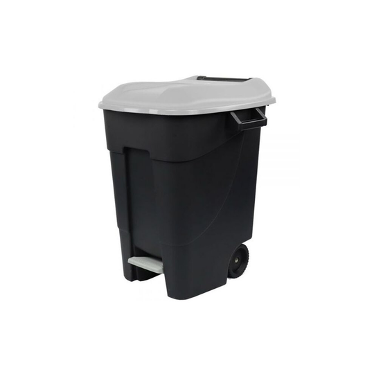 (Grey) Pedal Operated Wheeled Litter Bin - 100 Litre