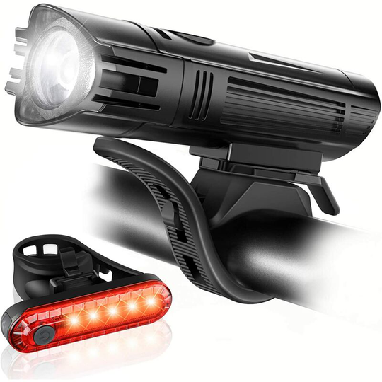 Usb Rechargeable Bike Light Kit, High Power Bike Front Light and Rear Tail Light, 4 Light Modes, Easy to Install