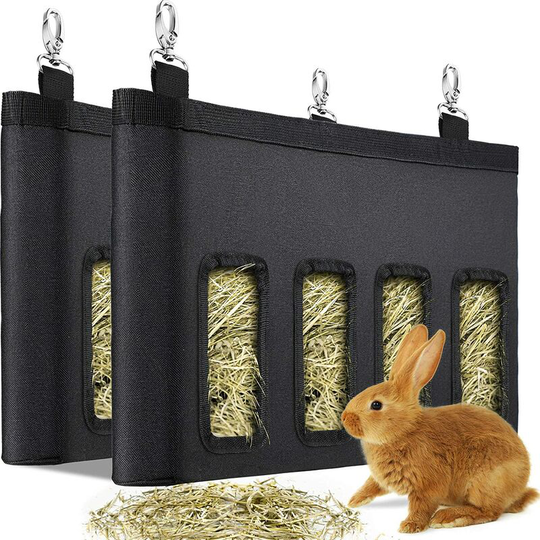Pcs Rabbit Hay Feeder Bag, Guinea Pig Hay Feeder Bag, Hanging Small Animal Hay Feeder Bag, Large Capacity Oxford Cloth Black