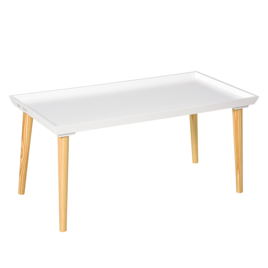 HOMCOM Tray Top Coffee Table for Living Room Home Office Wood, White