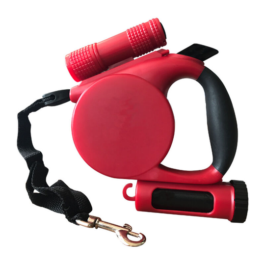 3 in 1 retractable brake line with flashlight and trash bags