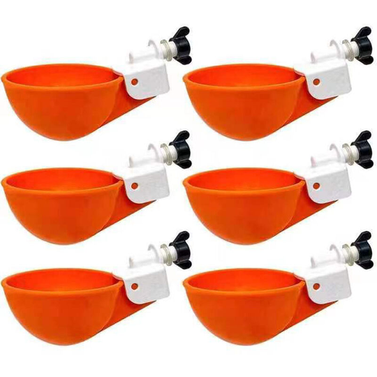 6 Pack) Large Automatic Chicken Waterer - Chicken Water Feeder Suitable for Chicks, Ducks, Geese, Turkeys and Rabbits - Poultry Waterer Kit (Orange)