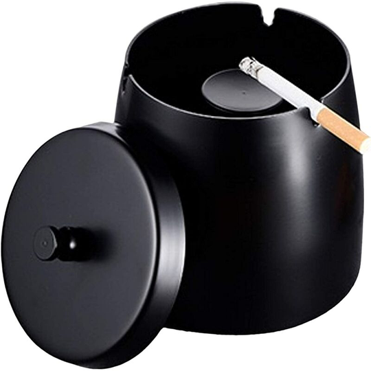 Ilovemilan - Large Windproof Cigarette Ashtray, Windproof Ashtray with Lid, Portable Indoor and Outdoor Ashtray with Non-Slip Mat for Restaurant,