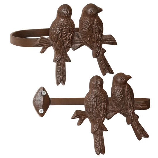 Set Of 2 Cast Iron Bird Tie Backs