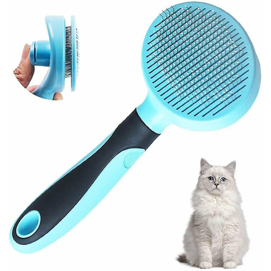 Soft Cat Brush Dog Grooming Tool Removes Loose Undercoat Self-cleaning