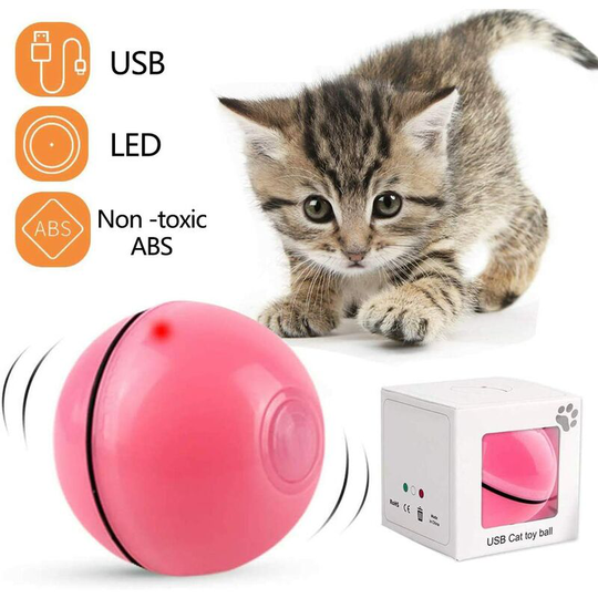 Interactive Cat Toy, 360 Degree Self-Rotating Ball, usb Charging led Exercise Toy, Automatic Rotating Interactive Balls for Kitten Kittens Taking and