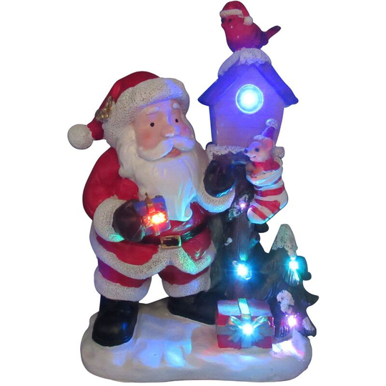 Securefix Direct - Light Up Santa Birdhouse Christmas Figurine (Xmas Ornament led Decoration Robin)