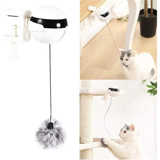 LITZEE Interactive cat toy, Yo-Yo cat toy with automatic lifting ball, electric rotating cat toy, fun cat toy for kitten or cat (battery not included)