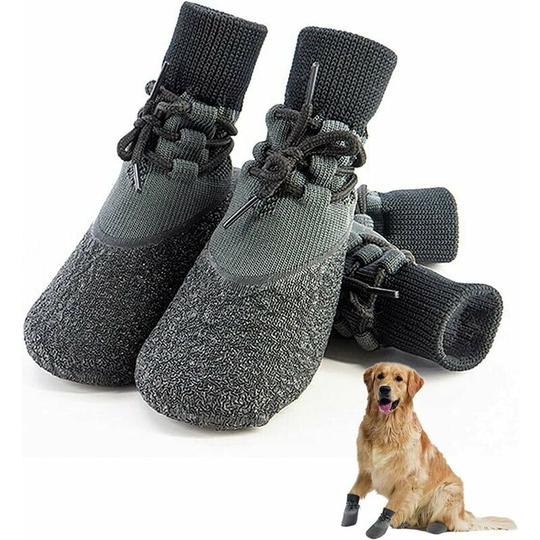 4 Pack Non-Slip Dog Boot Socks, Outdoor Water Dog Shoes with Adjustable Magic Strap and Non-Slip Sunscreen for Small Dogs 2#