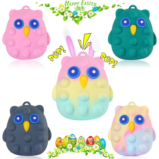 5 pcs Pop Fidget Ball Owl Popper Sound Toys 3D Anti-Pressure Squeeze Pop Ball It Fidget Toy Silicone Sensory Toys Stress Balls Easter Gift for Kids