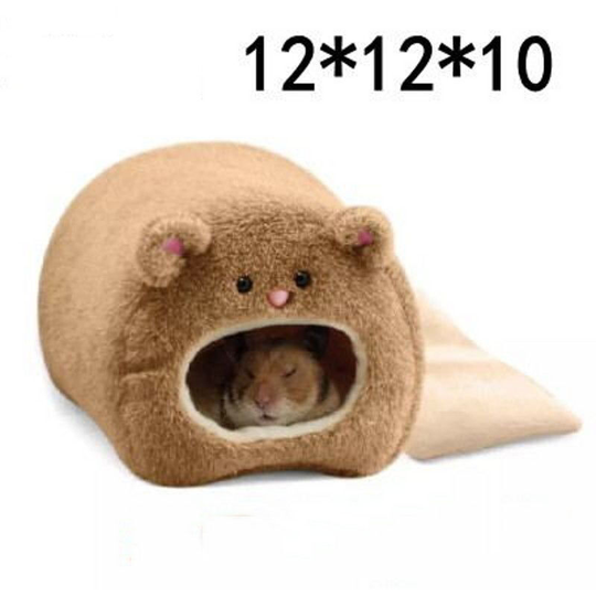 Hamster plush hammock soft warm bed for pika, brown cotton bear nest