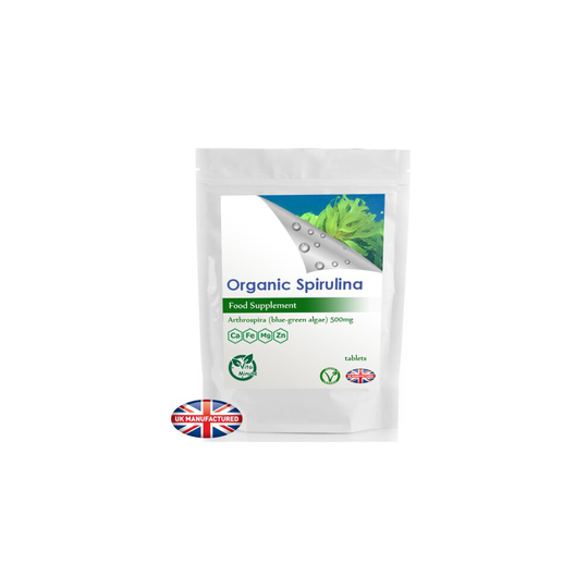 Spirulina 500mg | Organic Blue Green Algae Supplement | 100 Tablets