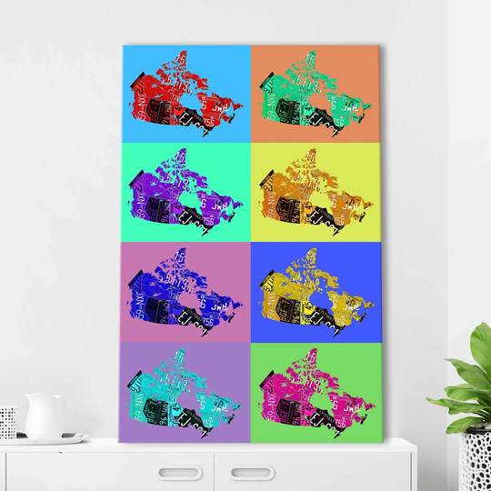 'Canada Maps Pop Art' by Jodi - Wrapped Canvas Graphic Art Print