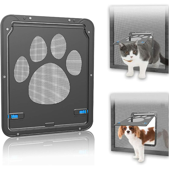 Pet Mesh Door, Automatically Locking Dog Cat Door, Durable Magnetic Door, 24 x 29cm, for Small Medium Cats