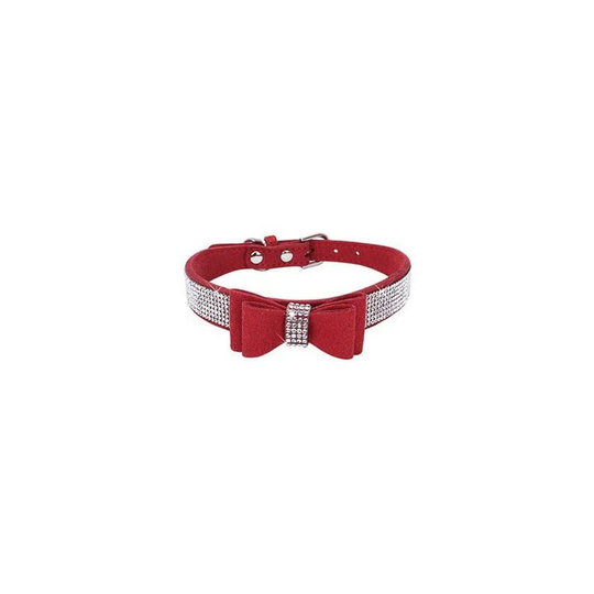 Monly - Crystal Dog Collar with Bow Tie Bling Rhinestone Puppy Collars for Small Dogs