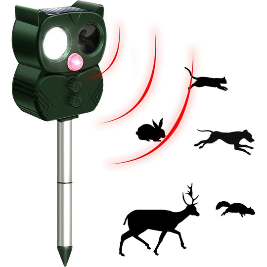 Osqi - Ultrasonic Cat Repeller, Solar Cat Repeller, Solar Powered Ultrasonic Mole Repellent, 5 Frequency Adjustable Waterproof IP66 Solar Anti Snake,