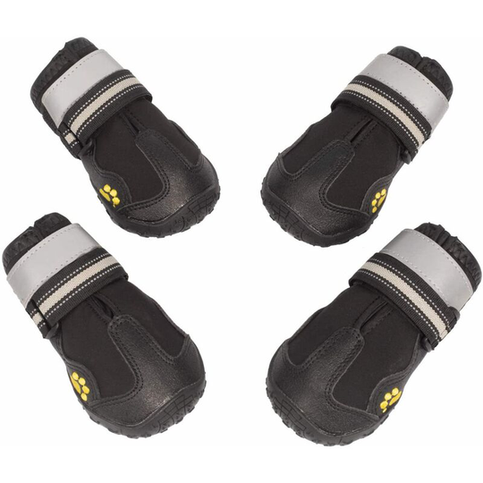 Set of 4 Waterproof Dog Boots with Reflective Straps Rugged Non-Slip Sole Black Size 3: 5.5x6cm