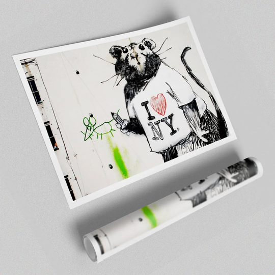 I Love New York Rat - Graphic Art Print on Paper