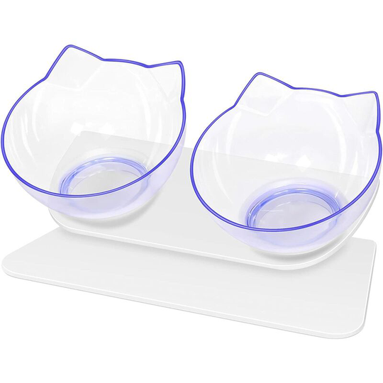 Ilovemilan - Cat Bowls Elevated Cat Food Water Bowls Set, 15° Tilted Raised Cat Bowls, Anti Vomiting Cat Dish Pet Feeder Bowls with Stand for Indoor
