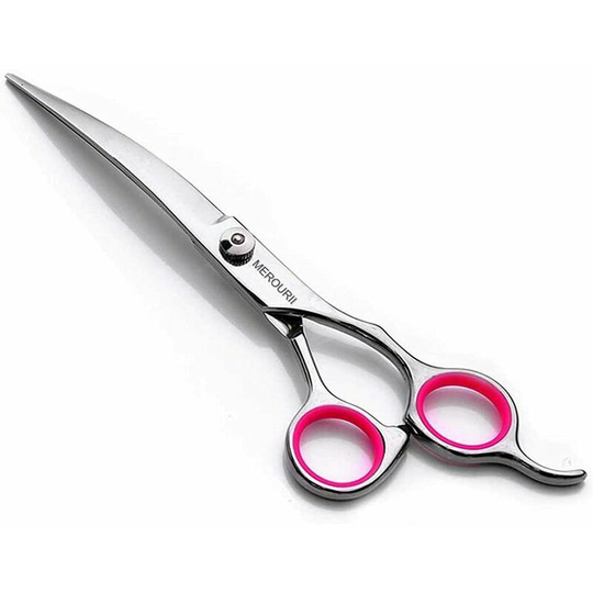 Dog Grooming Scissors Stainless Steel Grooming Scissors Curved Blade Grooming Scissors Dog and Cat Grooming Scissors / Curved Scissors Powder 7'