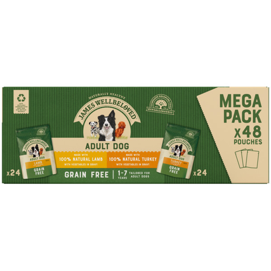 James Wellbeloved Adult Grain Free Pouches - Variety Pack - Saver Pack: 96 x 100g