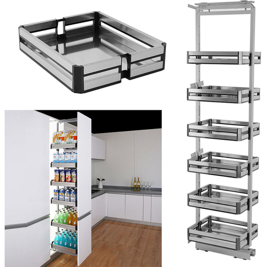 Livingandhome - Larder Pull Out Wide Plate Basket Kitchen Cabinet Cupboard, Width 35CM