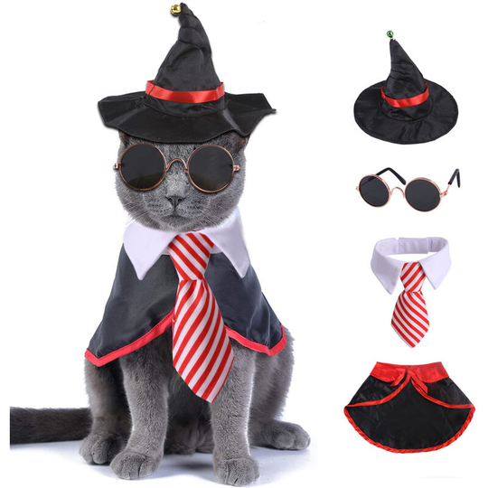 Funny cat costume pet clothes cosplay puppy shirt for small dogs cats outfits halloween cat costume funny pet clothes halloween dog cape with glasses