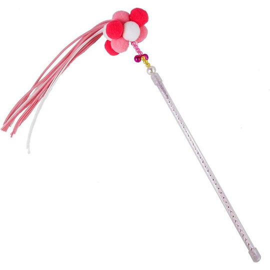 1 piece Pet Cats Kitten Pompom Plush Ball Bell Tassel Daser Wand Mouth Game Red