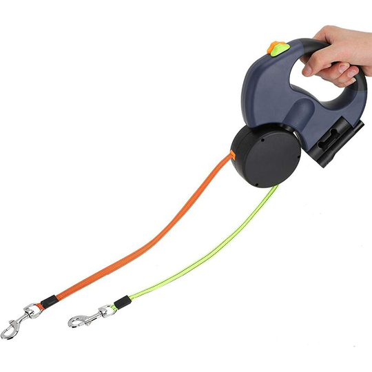 Dog Leashes, Pull Rope, led Double Headed abs + Automatic Stretch Nylon for Pet Products for Dogs and Cats (Dark Gray)