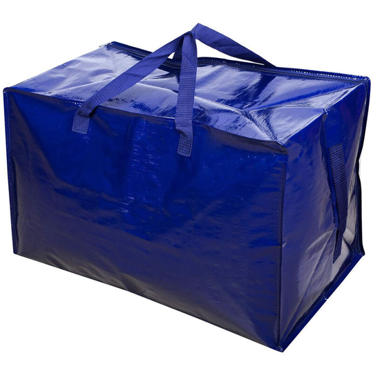 Perle Rare - 1 Large Sturdy Storage Bag with Zipper and Tag Pocket for Moving, Clothes Storage, Laundry Bag, Packing, Waterproof (Blue -67*35*40cm)