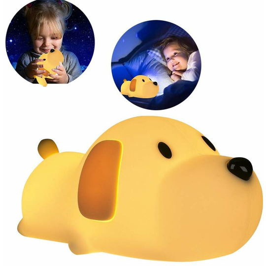 Led Night Lights for Nursery, Girls Gifts, Touch Sensor Silicone Puppy Night Light - Portable and Rechargeable Bedroom Lamps