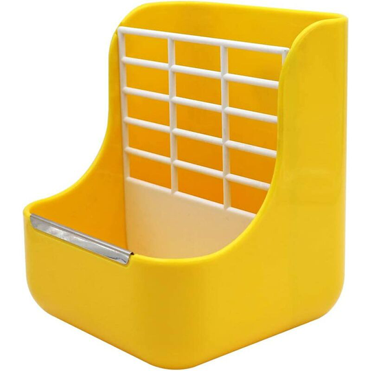 2 in 1 Feeder and Grass Frame for Rabbits, Chinchillas, Large Guinea Pigs, Small Bite-Resistant Animals with Fixed Kit (Yellow)