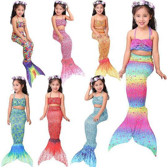 High Quality Kids Girls Mermaid Tail Bikini Suits Swimwear Swimwear Swimwear red 110