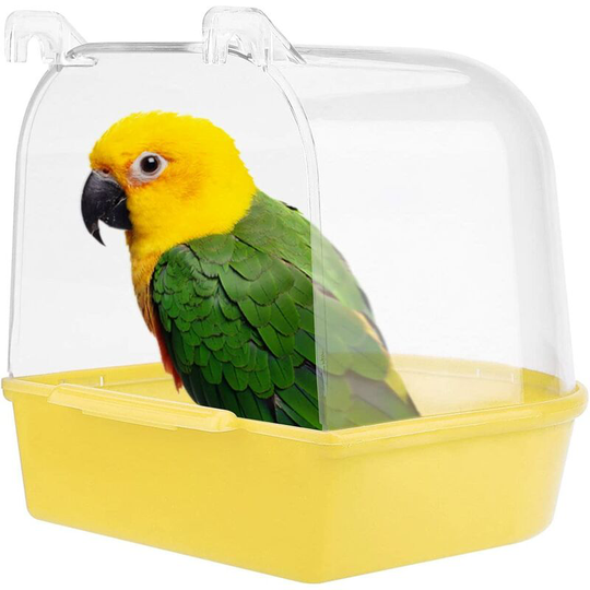 Bird Bathtub Hanging Bathtub Bird Cage Accessories with Hooks Transparent Parrot Hanging Bathtub