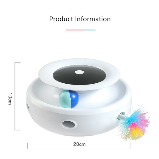 Interactive Cat Toy, Smart Cat Toy, Ambush and Ball Tracks Robotic Toy, Automatic Feathered Cat Games, Interchangeable Feathers, Kitten Whirling Game