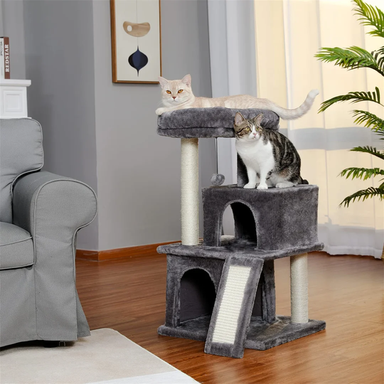 Cat Tree Sisal Scratching Post Kitten Furniture Plush Condo Playhouse with Dangling Toys Cats Activity Centre