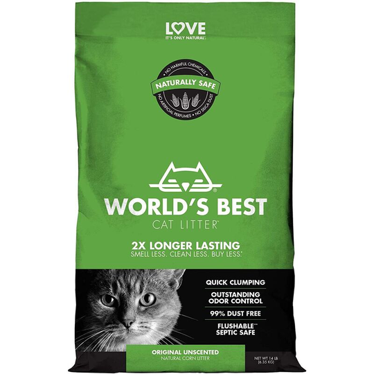 Fibrecycle Worlds Best Unscented Cat Litter (14lb) (Green/Black) - Green/Black
