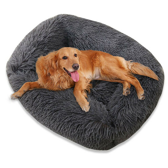 (Dark Grey, XL) Pet Dog Cat Calming Bed Fluffy Warm Easy Clean Rectangle Nest Mattress Cushion