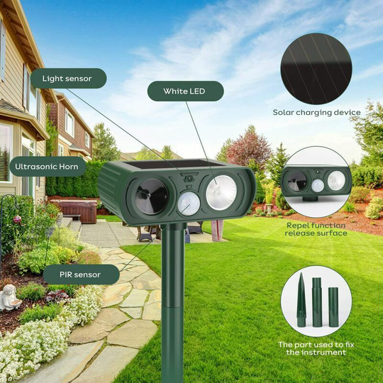 Solar Ultrasonic Repeller, Solar Ultrasonic Cat Repeller IP65 Waterproof, Cat Fox Deterrent For Lawn Outdoor Garden